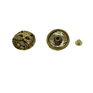 3D retro brass Cat kitty Head Screw Back Lock Concho Rivet Leathercraft Decor on Your Belt Saddle Blanket Hats Wallet EDC DIY Tools & Brass Collectibles