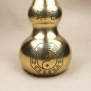 14cm Brass Gourd Figurine Lucky Feng Shui Ornament Bagua Diagram Openable Bottle EDC Tools & Brass Collectibles