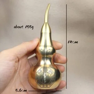 14cm Brass Gourd Figurine Lucky Feng Shui Ornament Bagua Diagram Openable Bottle EDC Tools & Brass Collectibles