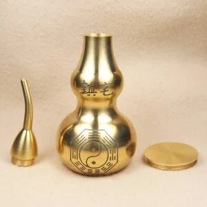 14cm Brass Gourd Figurine Lucky Feng Shui Ornament Bagua Diagram Openable Bottle EDC Tools & Brass Collectibles