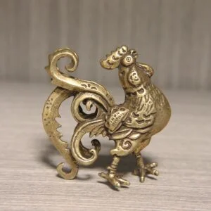 Pure Brass Chicken Tea Pet Miniature Figurine Vintage Rooster Ornament Craft Toy EDC Tools & Brass Collectibles