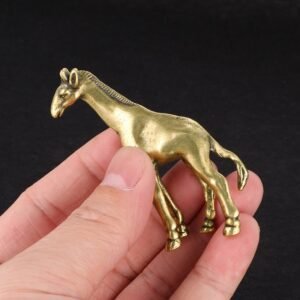 Pure Brass Giraffe Statue Figurine Ornament Vintage Animal Toy Tea Pet Miniature EDC Tools & Brass Collectibles