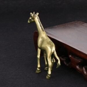 Pure Brass Giraffe Statue Figurine Ornament Vintage Animal Toy Tea Pet Miniature EDC Tools & Brass Collectibles