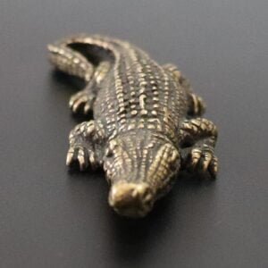 Bronze Crocodile Miniature Brass Alligator Statue Desk Decor Toy Mini Figure EDC Tools & Brass Collectibles