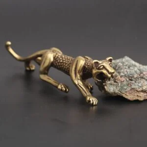 Pure Brass Panthera Pardus Statue Tiger Leopard Cheetah Figure Tea Pet Ornament EDC Tools & Brass Collectibles