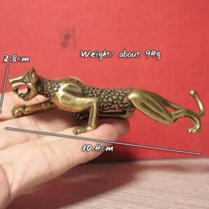 Pure Brass Panthera Pardus Statue Tiger Leopard Cheetah Figure Tea Pet Ornament EDC Tools & Brass Collectibles