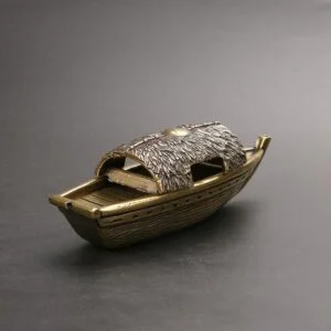 Solid Brass Antique Fishing Boat Sculpture Tea Pet Ornament Craft Miniature Toy EDC Tools & Brass Collectibles
