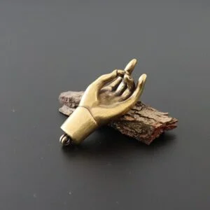 Pure Brass Lucky Buddha Hand Figurine Tea Pet Ornament Keychain Pendant Hanging EDC Tools & Brass Collectibles