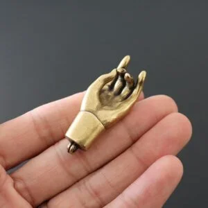 Pure Brass Lucky Buddha Hand Figurine Tea Pet Ornament Keychain Pendant Hanging EDC Tools & Brass Collectibles