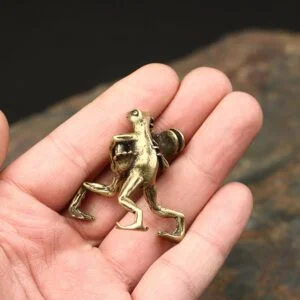 Pure Brass Frogs Wrestling Tea Pet Statue Mini Figure Craft Ornament Small Toy EDC Tools & Brass Collectibles