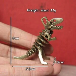 Pure Brass Dinosaur Skeleton Keychain Figure Hanging Miniature Tea Pet Ornament EDC Tools & Brass Collectibles