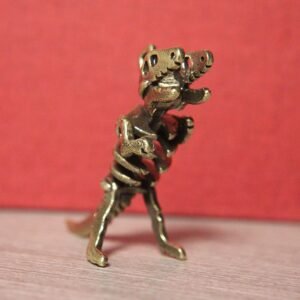 Pure Brass Dinosaur Skeleton Keychain Figure Hanging Miniature Tea Pet Ornament EDC Tools & Brass Collectibles