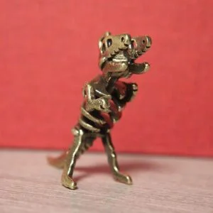 Pure Brass Dinosaur Skeleton Keychain Figure Hanging Miniature Tea Pet Ornament EDC Tools & Brass Collectibles