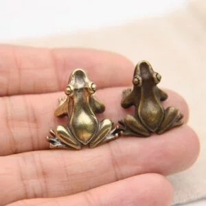Pure Brass Frog Figurine Miniature Handmade Vintage Animal Toad Tea Pet Ornament EDC Tools & Brass Collectibles