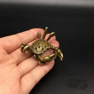Pure Brass Crab Figurine Tea Pet Ornament Miniature Sea Animal Seafood Toy Craft EDC Tools & Brass Collectibles
