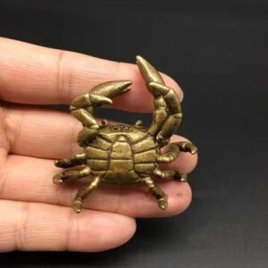 Pure Brass Crab Figurine Tea Pet Ornament Miniature Sea Animal Seafood Toy Craft EDC Tools & Brass Collectibles