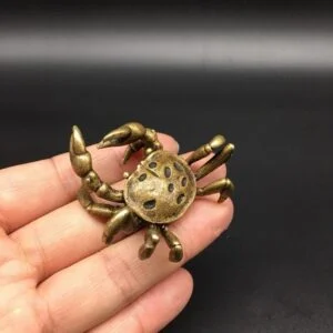 Pure Brass Crab Figurine Tea Pet Ornament Miniature Sea Animal Seafood Toy Craft EDC Tools & Brass Collectibles