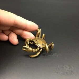Pure Brass Crab Figurine Tea Pet Ornament Miniature Sea Animal Seafood Toy Craft EDC Tools & Brass Collectibles