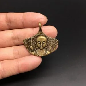 Pure Brass Tag Pendant Bodhisattva Buddha Statue Miniature Tea Pet Ornament EDC Tools & Brass Collectibles