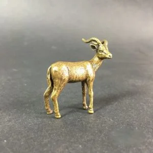 Pure Brass Carved Tibetan Antelope Sheep Figurine Tea Pet Ornament Miniature Toy EDC Tools & Brass Collectibles