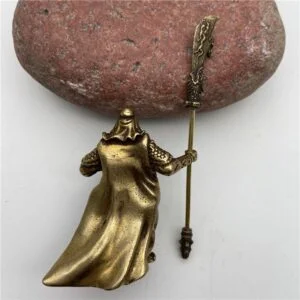 Pure Brass Feng Shui Guan Gong Statue God of War Figurine Tea Pet Mini Figure EDC Tools & Brass Collectibles