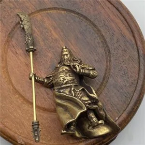 Pure Brass Feng Shui Guan Gong Statue God of War Figurine Tea Pet Mini Figure EDC Tools & Brass Collectibles