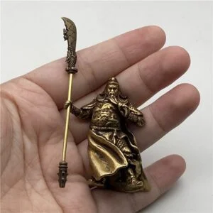 Pure Brass Feng Shui Guan Gong Statue God of War Figurine Tea Pet Mini Figure EDC Tools & Brass Collectibles