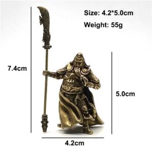 Pure Brass Feng Shui Guan Gong Statue God of War Figurine Tea Pet Mini Figure EDC Tools & Brass Collectibles
