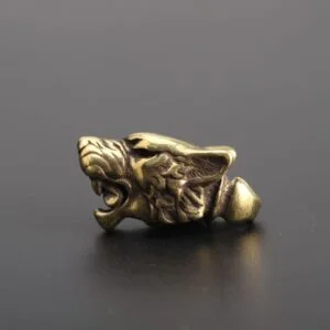 Pure Brass Leopard Head Tea Pet Ornament Vintage Animal Figurine Miniature Craft Toy EDC Tools & Brass Collectibles