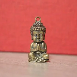 Solid Brass Lord Buddha Statue Figurine Key Chain Pendant Car Hanging Tea Pet EDC Tools & Brass Collectibles