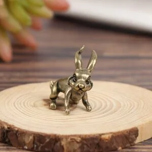 Solid Brass Rabbit Statue Keychain Pendant Tea Pet Ornament Miniature Craft Toy EDC Tools & Brass Collectibles