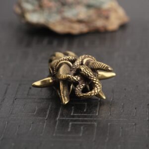 Solid Brass Snake Sheep Head Figurine Animal Statue Tea Pet Ornament Miniature EDC Tools & Brass Collectibles