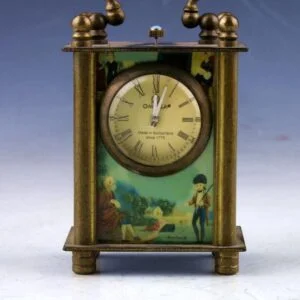 Copper Statue Collectible Old Cloisonne Handwork Mechanical Table Clock EDC Tools & Brass Collectibles