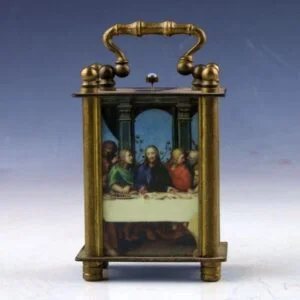 Copper Statue Collectible Old Cloisonne Handwork Mechanical Table Clock EDC Tools & Brass Collectibles