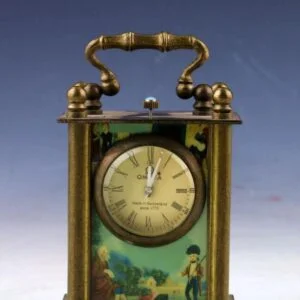 Copper Statue Collectible Old Cloisonne Handwork Mechanical Table Clock EDC Tools & Brass Collectibles