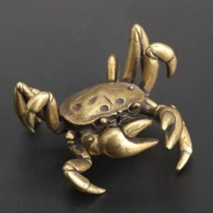 Pure Brass Crab Statue 66g Tea Pet Ornament Miniature Sea Animal Seafood Toy EDC Tools & Brass Collectibles