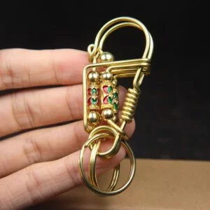 Pure Brass Key Holder Personalized Waist Hange Keychain Handmade Key Buckle EDC Tools & Brass Collectibles