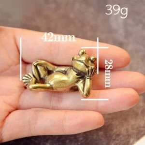Solid Brass Lying Frog Statue Mini Figure Miniature Toy Ornament Animal Tea Pet EDC Tools & Brass Collectibles
