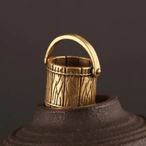 Pure Brass Mini Bucket Keychain Pendant Bag Car Hanging Tea Pet Ornament Trinket EDC Tools & Brass Collectibles
