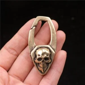 Vintage Punk Brass Skull Face Car Keychain Trinket Skeleton Key Chain Hanging EDC Tools & Brass Collectibles