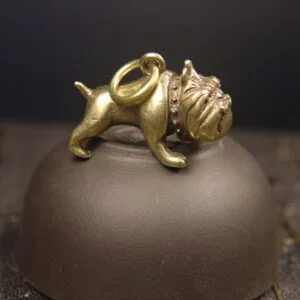 Solid Brass Pug Dog Keychain Bulldog Hanging Tea Pet Ornament Miniature Toy EDC Tools & Brass Collectibles