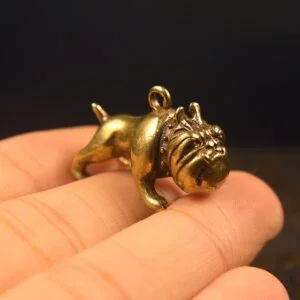 Solid Brass Pug Dog Keychain Bulldog Hanging Tea Pet Ornament Miniature Toy EDC Tools & Brass Collectibles