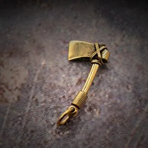Pure Brass Primitive Axe Keychain Pendant Bag Car Hanging Tea Pet Ornament Gift EDC Tools & Brass Collectibles