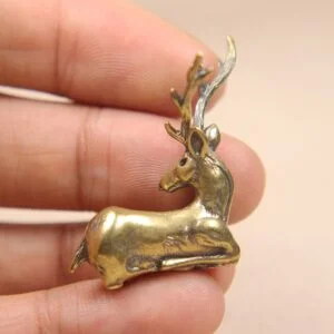 Pure Brass Christmas Elk Figurine Reindeer Statue Tea Pet Ornament Miniature Toy EDC Tools & Brass Collectibles