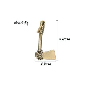 Pure Brass Primitive Axe Keychain Pendant Bag Car Hanging Tea Pet Ornament Gift EDC Tools & Brass Collectibles