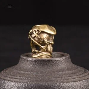 Brass Soldier Skull Miniature Lanyard Bead Paracord Bead Pendant Keychain EDC Tools & Brass Collectibles