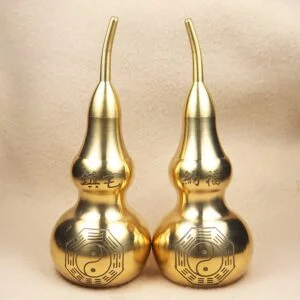 14cm Brass Gourd Figurine Lucky Feng Shui Ornament Bagua Diagram Openable Bottle EDC Tools & Brass Collectibles