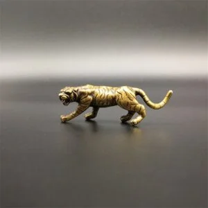 Solid Brass Siberian Tiger Figurine Zodiac Animal Tea Pet Ornament Miniature Toy EDC Tools & Brass Collectibles
