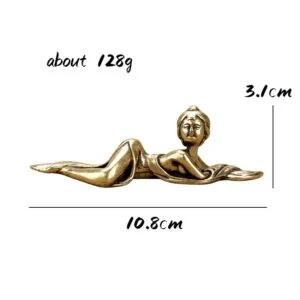 Pure Brass Ancient Mermaid Figurine Miniature Ornament Craft Tea Pet Mini Figure EDC Tools & Brass Collectibles