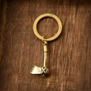 Pure Brass Primitive Axe Keychain Pendant Bag Car Hanging Tea Pet Ornament Gift EDC Tools & Brass Collectibles